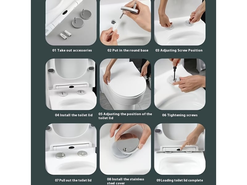  Siège de toilette épais en forme de u, facile à installer, à chute lente et silencieuse, universel pour les toilettes domestiques et commerciales  - Conforama E