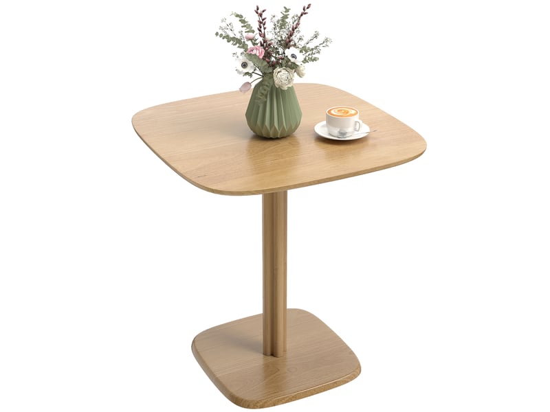  Table de salle à manger carrée en bois naturel, idéale pour 4 personnes dans les petits espaces (70 x 70 x 75 cm).  - Conforama A