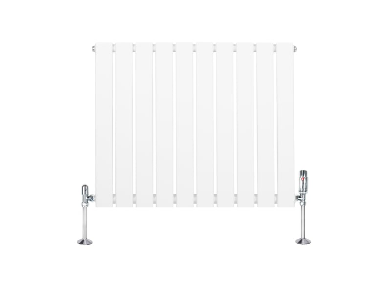 Radiateur plat à 1 colonne & vannes 600 x 700 mm en acier blanc chauffage centrale moderne horizontale monté sur mur cuisine salle de bain [brosse de 40529 - Conforama A