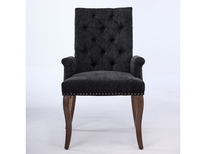  Chaise de salle à manger capitonnée en tissu chenille noir W3223P455751 - Conforama A