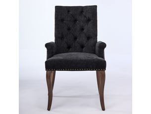 Chaise de salle à manger capitonnée en tissu chenille noir