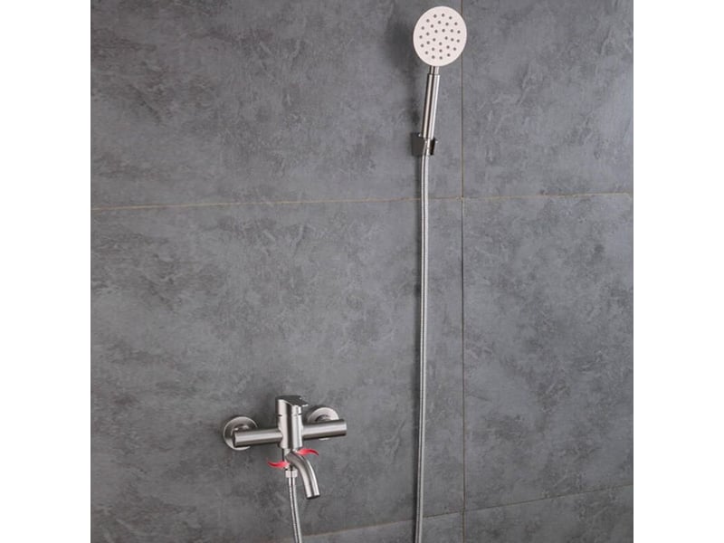  Robinet mitigeur de douche, plage d'installation : 13-17 cm, surface brossée, système de salle de bain maison et jardin bricolage  - Conforama C