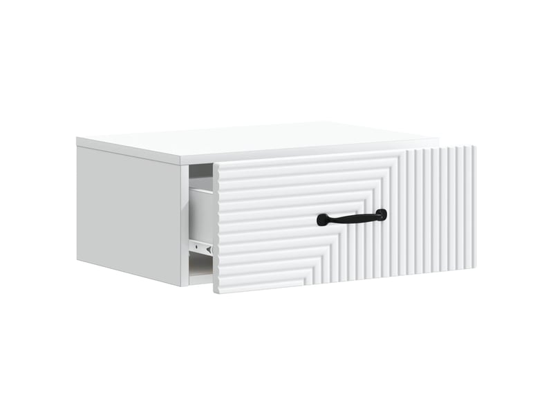  Table de chevet - cabinet de chevet - table de nuit mural 2 pièces blanc 49 x 34,5 x 20 cm  - Conforama E