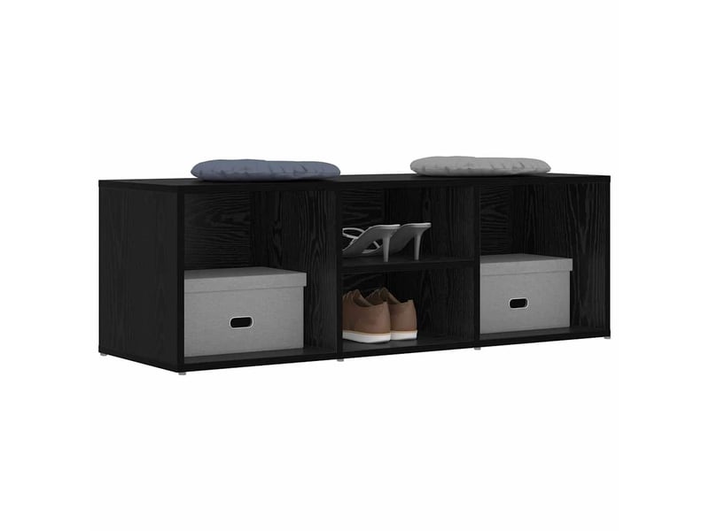  Banc à chaussures, meuble à chaussures 102x35x35 cm bois d'ingénierie chêne noir  - Conforama C