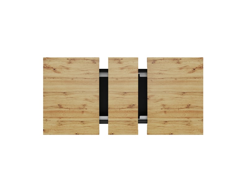 Table à manger extensible, 110x80x75 cm, jusqu'à 140 cm, pratique, plateau mdf et bois, piètement métal, coloris bois - Conforama E
