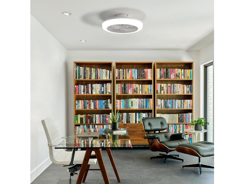 Ventilateur de plafond led 46 cm, blanc, moteur dc silencieux, télécommande, abs - Conforama B