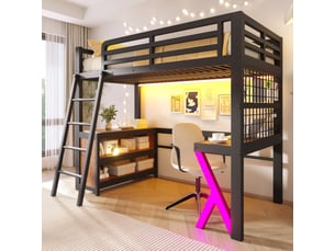 Lit mezzanine 90x200 cm <strong>OOIILLEE</strong> <strong></strong> coloris noir