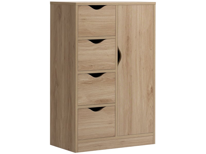  Meuble de salle de bain à 4 tiroirs, étagère à 2 niveaux et poignées encastrées, panneaux de particules, 54 x 29 x 83 cm  - Conforama A