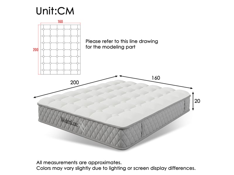  Matelas à ressorts ensachés modenvie 160 x 200 cm 7 zones h3 mousse froide 20 cm blanc  - Conforama C