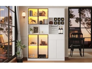 Vitrine coloris blanc 8 étagère(s) <strong>SEYAKANY</strong> <strong></strong> - 140 cmx200 cm