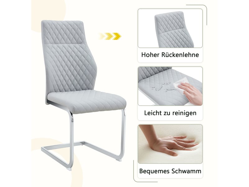  Lot de 2 chaises de salle à manger en similicuir pu gris clair W3658P391051 - Conforama D