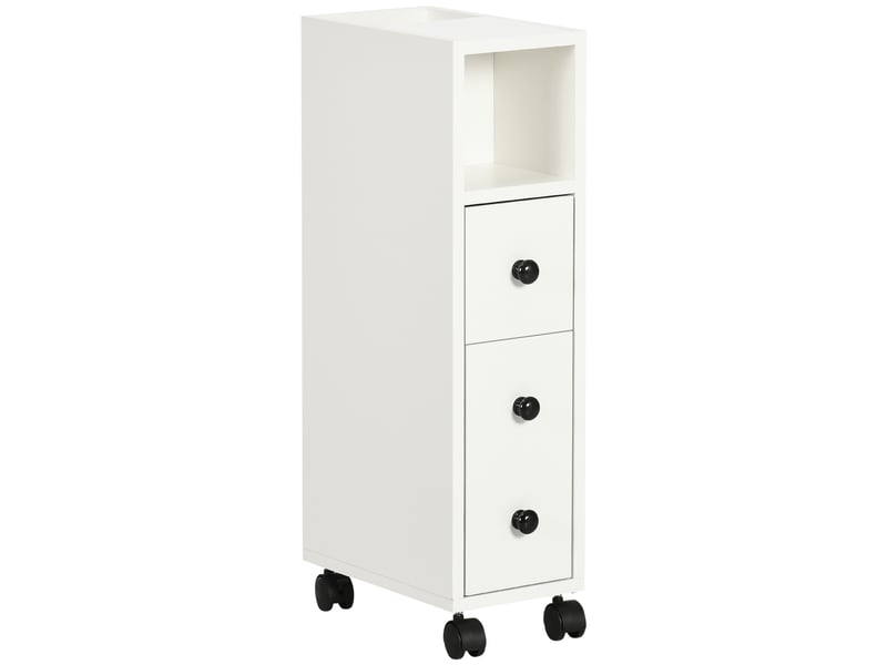  Porte-papier toilette – armoire à papier toilette – 3 étagères + tiroir coulissant – finition blanche  - Conforama A