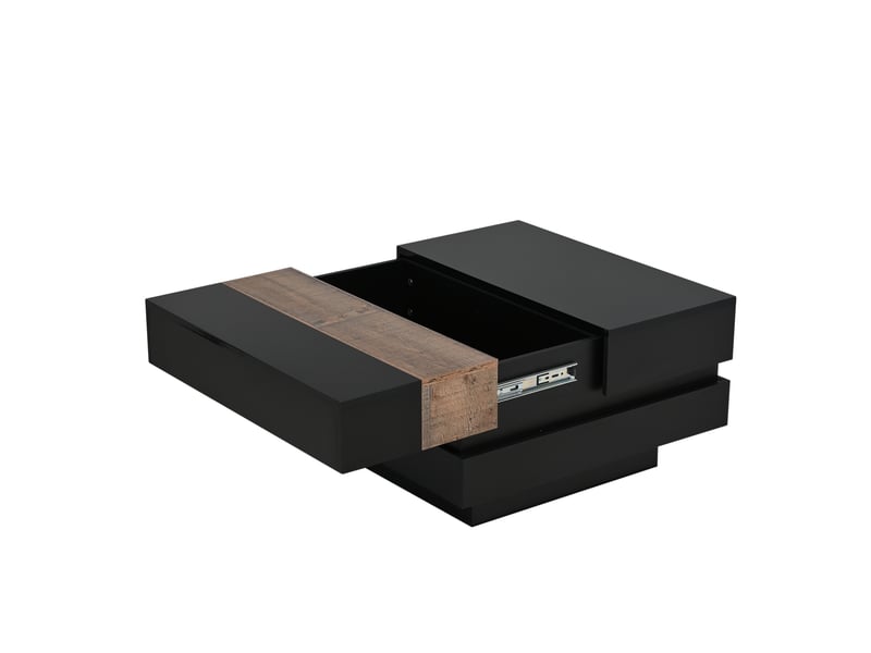  Table basse carrée 70x70 extensible avec rangement caché mdf noir brillant  - Conforama W