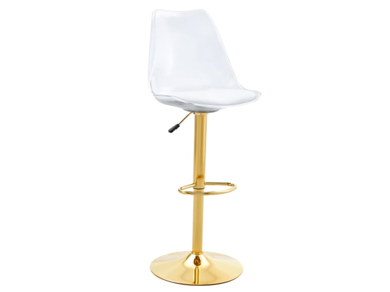  Tabourets de bar réglables en duo – dossiers transparents, assises pu, pieds dorés, pivotants à 360°, cuisinebistrot  - Conforama A
