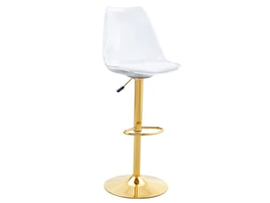 Tabourets de bar réglables en duo – dossiers transparents, assises pu, pieds dorés, pivotants à 360°, cuisinebistrot