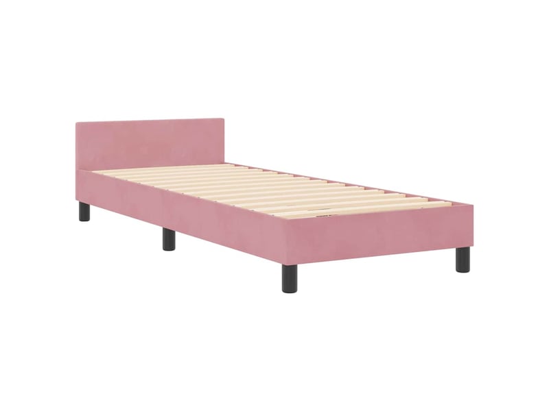  Lit simple- lit adulte -  lit à ressorts avec tête de lit rose 80 x 200 cm velours  - Conforama C