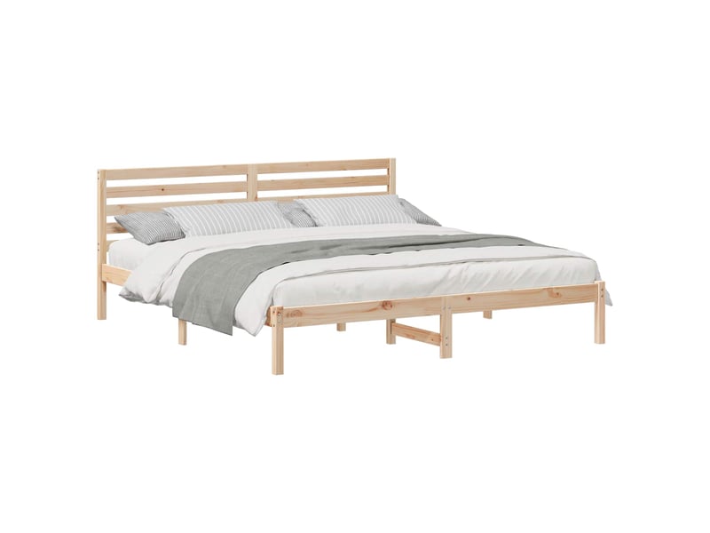  Lit double- lit adulte -  cadre de lit avec tête de lit marron 200 x 200 cm pin massif  - Conforama A