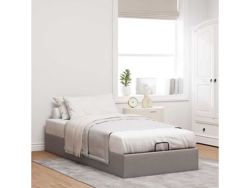  Lit simple- lit adulte -  cadre de lit ottoman sans matelas taupe 100x200 cm tissu  - Conforama B