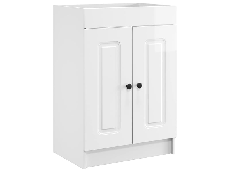  Armoire sous évier de salle de bain, meuble de rangement blanc brillant shl4840  - Conforama A