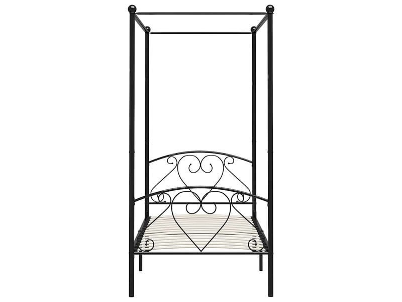  Lit simple- lit adulte -  cadre de lit à baldaquin sans matelas noir métal 100x200 cm  - Conforama B