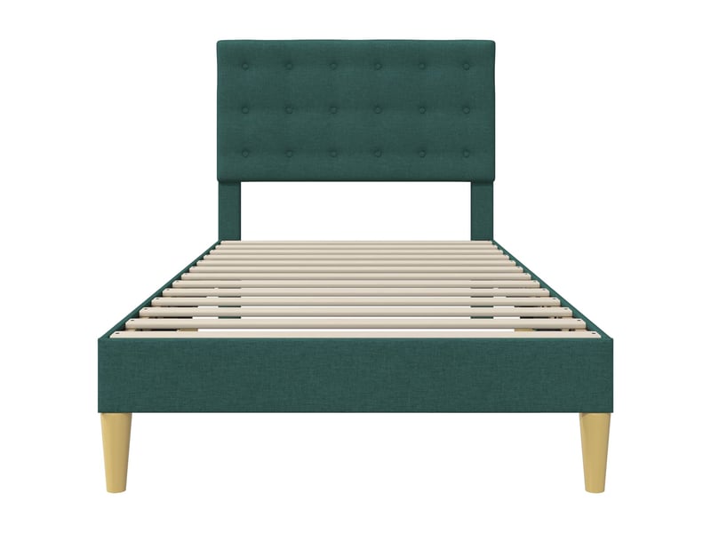  Lit simple- lit adulte -  cadre de lit avec tête de lit vert foncé 100 x 200 cm tissu  - Conforama C