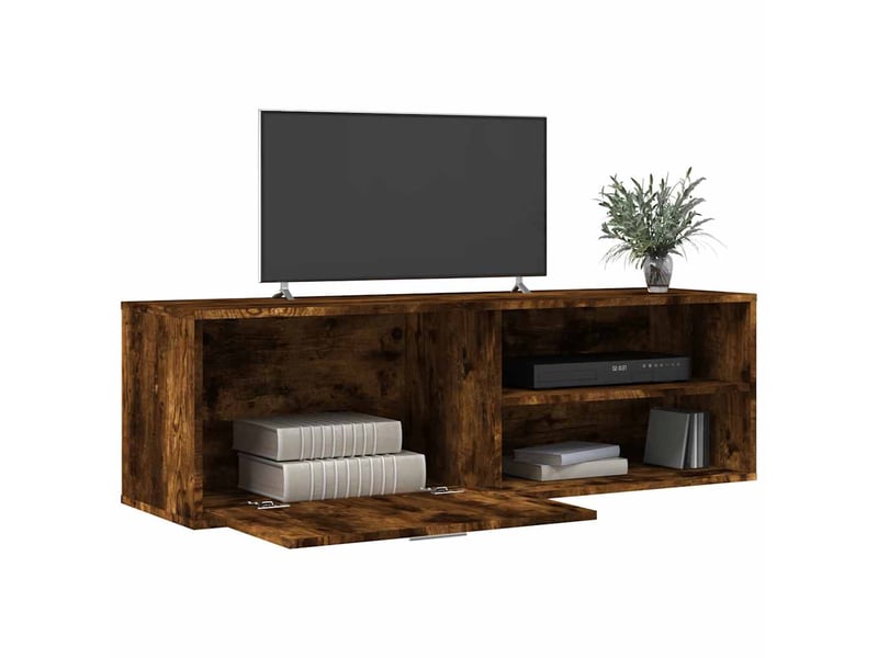  Meuble tv - banc tv - meuble de rangement chêne fumé 120x34x37 cm bois d'ingénierie  - Conforama C