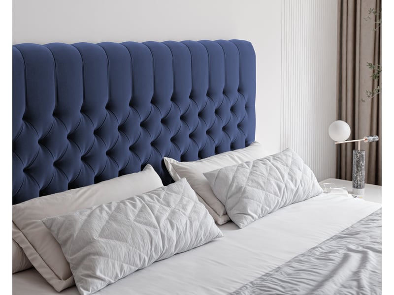  Lit adulte alba - 160x200 cm - matelas ressorts + surmatelas - coffre de rangement - velours dense hydrofuge bleu marine ALBA - Conforama D