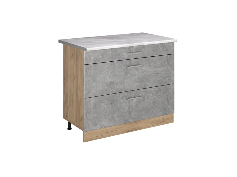  Vicco meuble cuisine, bétonchêne doré, 100cm plan de travail marbre  - Conforama A
