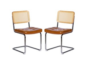 Set de 4 chaises de salle à manger en simili cuir, pieds chromés – style mid-century breuer rembourrées