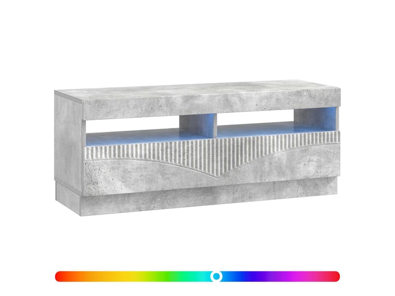  Meuble tv - banc tv - meuble de rangement led gris béton bois d'ingénierie  - Conforama C