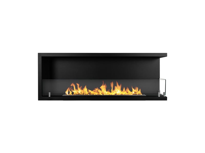 Sutri 120 - cheminée d'angle droite encastrable au bioéthanol 120x45x22,4 cm avec brûleur en acier de 1,25 l - Conforama A