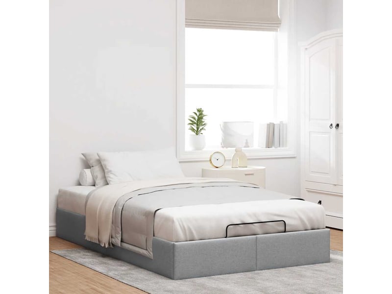Lit double- lit adulte - cadre de lit ottoman sans matelas gris clair 120x200 cm tissu - Conforama B