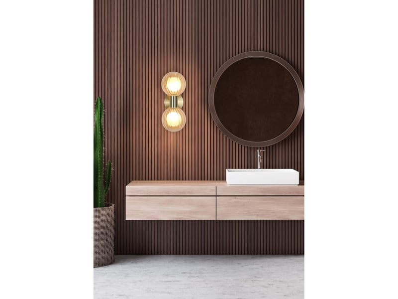  Searchlight luminsphere applique murale, laiton, verre champagne ip44 2x g9  - Conforama B