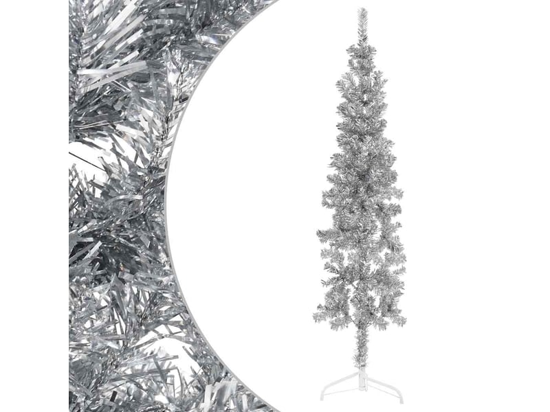  Demi sapin de noël - arbre de noël artificiel mince avec support argenté 180 cm  - Conforama D