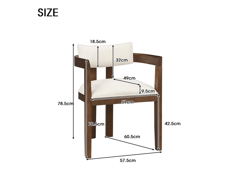  Lot de 6 chaises de salle à manger 60,5x57,5x78,5 cm, bois, avec accoudoirs, teinte noyer, style classique  - Conforama C