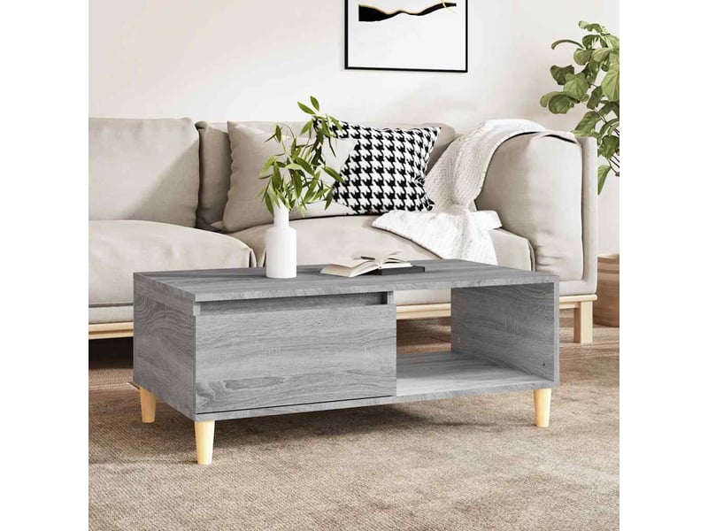  Table basse rectangulaire | table de salon sonoma gris 90x50x36,5 cm bois d'ingénierie shl5955  - Conforama B