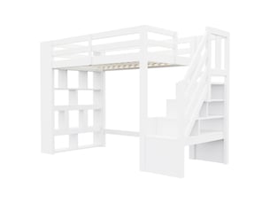 Lit mezzanine 90x200 cm BGSRYAO coloris blanc