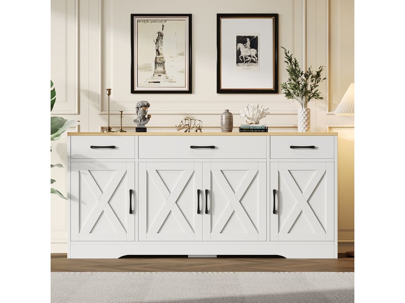  Buffet 4 porte(s) 3 tiroir(s) - 160 cm blanc mdf buffet blanc - Conforama B