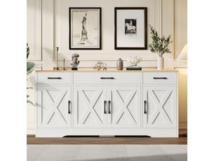 Buffet 4 porte(s) 3 tiroir(s) MERAX buffet blanc - 160 cm coloris blanc