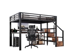 Lit mezzanine 140x200 cm OKWISH coloris noir