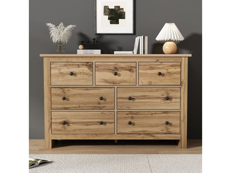  Buffet avec 7 tiroirs, glissières silencieuses et pied central réglable, pour cuisine ou salle à manger, 152 × 40 × 89 cm  - Conforama B