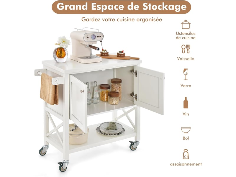 Chariot et desserte de cuisine 129 x 46 (71) x 91,5 cm avec 2 tiroirs, 3 portes, roulettes, en MDF, noir et chêne | Leroy Merlin Chariot et desserte de cuisine 129 x 46 (71) x 91,5 cm avec 2 tiroirs, 3 portes, roulettes, en MDF, noir et chêne | Leroy Merlin
