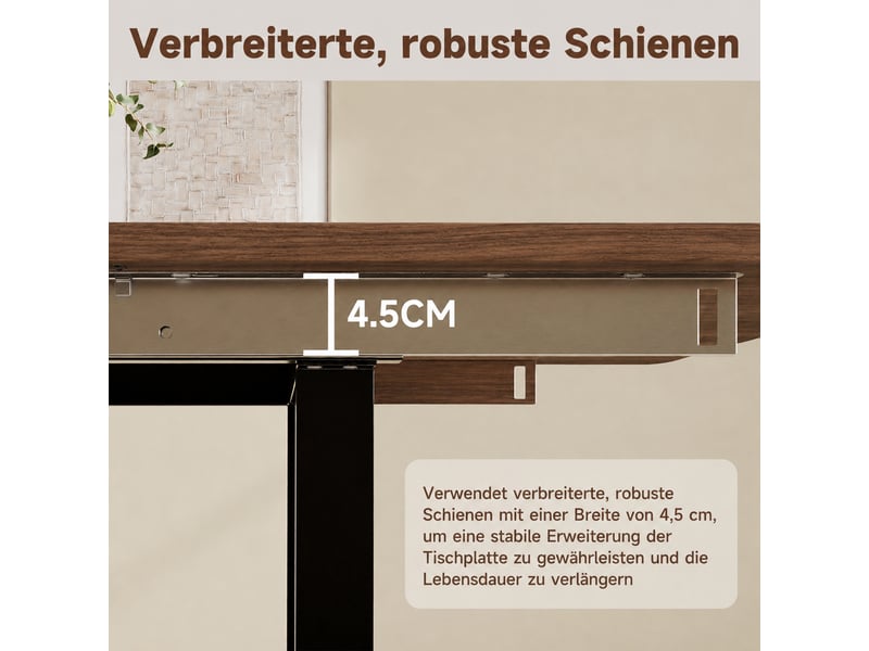  Table à manger extensible 140180220 x 80 cm, plateau rectangulaire, 3 longueurs pour 6 à 10 personnes, pieds métal, coloris noyer ABC - Conforama D