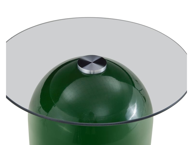  Table basse plateau en verre trempé acier carbone laqué brillant tables empilables finition vert et beige forme en cloche  - Conforama A