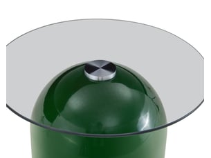 Table basse plateau en verre trempé acier carbone laqué brillant tables empilables finition vert et beige forme en cloche