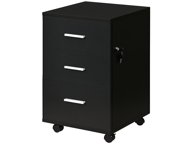  Caisson de bureau rangement bureau sur roulettes 3 tiroirs verrouillables noir 40 x 40 x 61,5 cm  - Conforama B