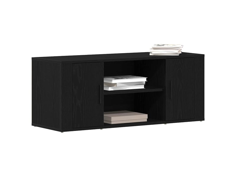  Meuble tv - banc tv - meuble de rangement 100 x 35 x 40 cm chêne noir bois d'ingénierie  - Conforama C