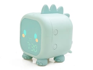 Réveil digital enfant - veilleuse à intensité variable - contrôle vocal - double alarme - vert d'eau