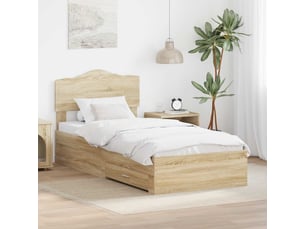 Lit adulte, lit simple, cadre de lit chêne sonoma 90x200cm bois d'ingénierie cf6301