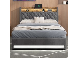 Lit coffre 140x190 cm REDOM   coloris gris